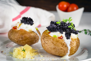 Potatoes with Black Caviar